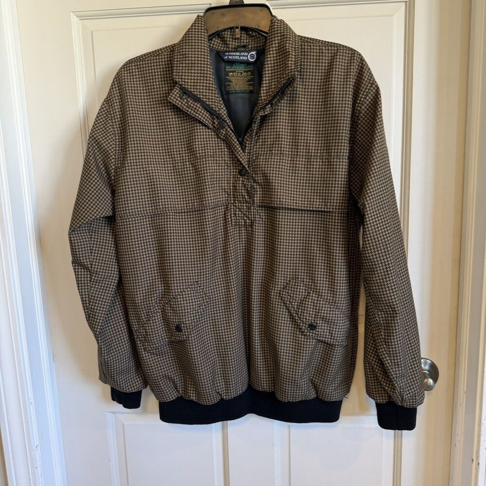 Vintage Sunderland of Scotland Women Pullover Houndstooth Golf Rainwear Jacket M